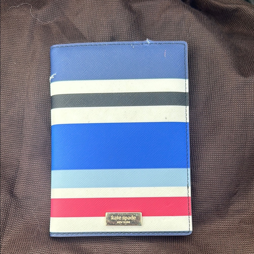 Kate Spade Blue and Red Key Card Holder with Nautical Stripes